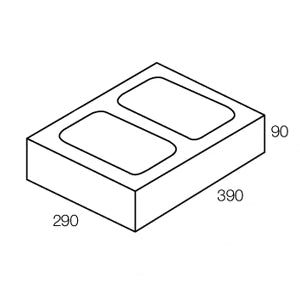 Technical drawing of a rectangular block with dimensions labeled