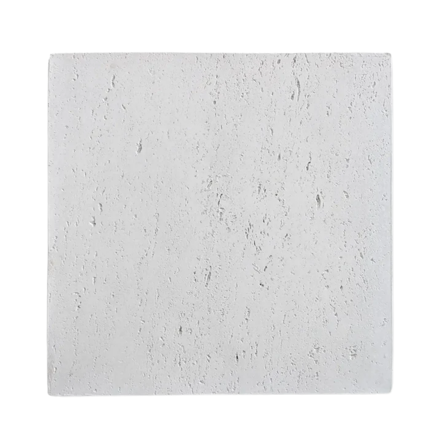 Square tile with a light gray textured surface on a white background