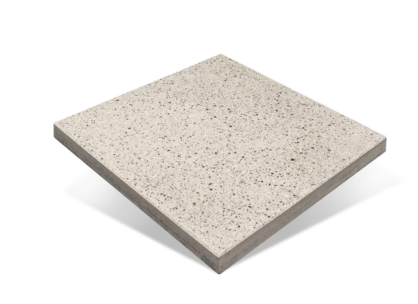 Square concrete tile with speckled pattern on a white background