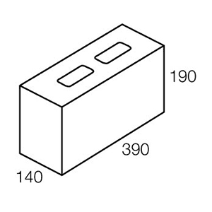 15.709 Concrete Block Reduced Core 150 Series 390x140x190mm (Grey)