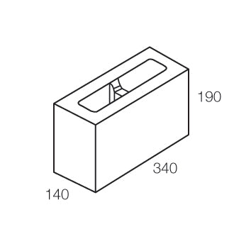 15.22 Concrete Block Seven-Eighths Length 150 Series 340x140x190mm (Grey)