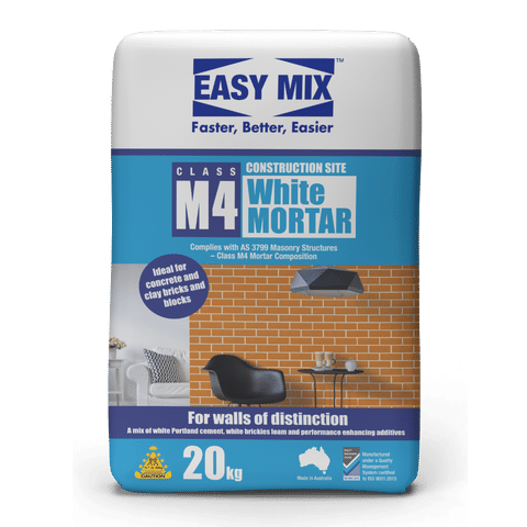 M4 White Mortar 20kg Bag – Easy Mix (AS 3799 Compliant)