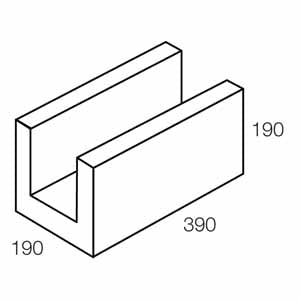 20.12 Concrete Block Lintel Full Length 200 Series 390x190x190mm (Grey)