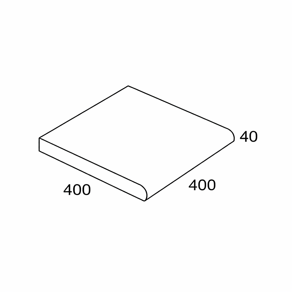 Terrain Bullnose Pavers 400x400x40mm (Charcoal)