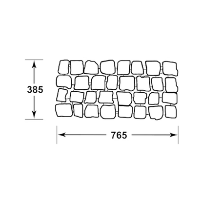 Diagram of a rectangular stone pattern with dimensions labeled