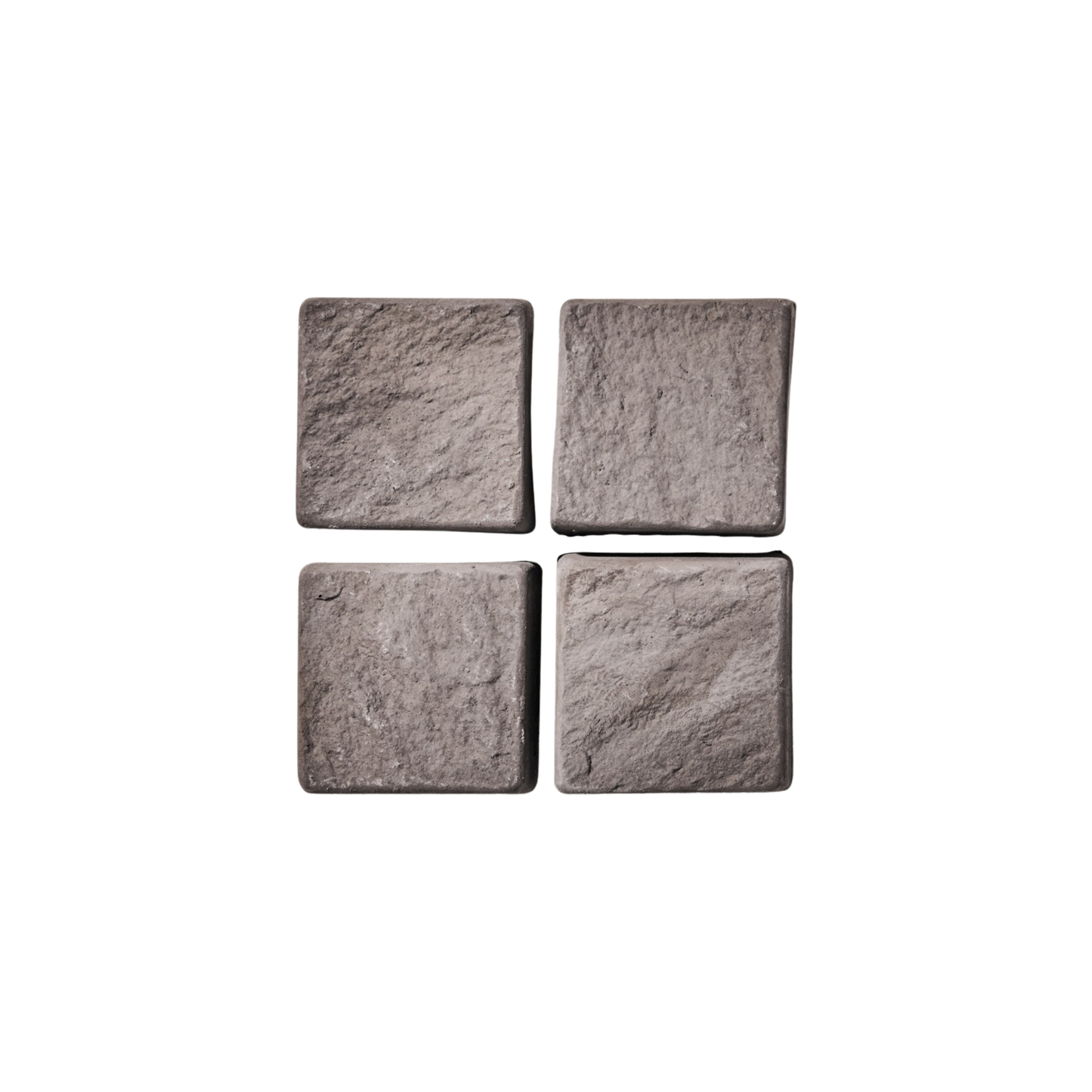 Four square cobblestone tiles on a white background