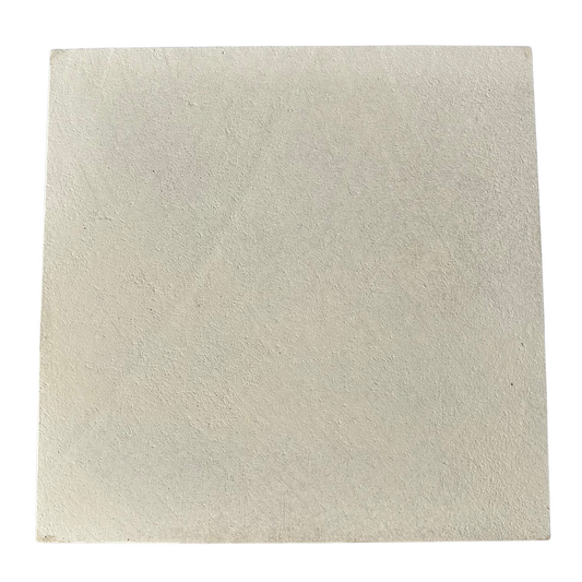 Beige square tile with a textured surface on a white background
