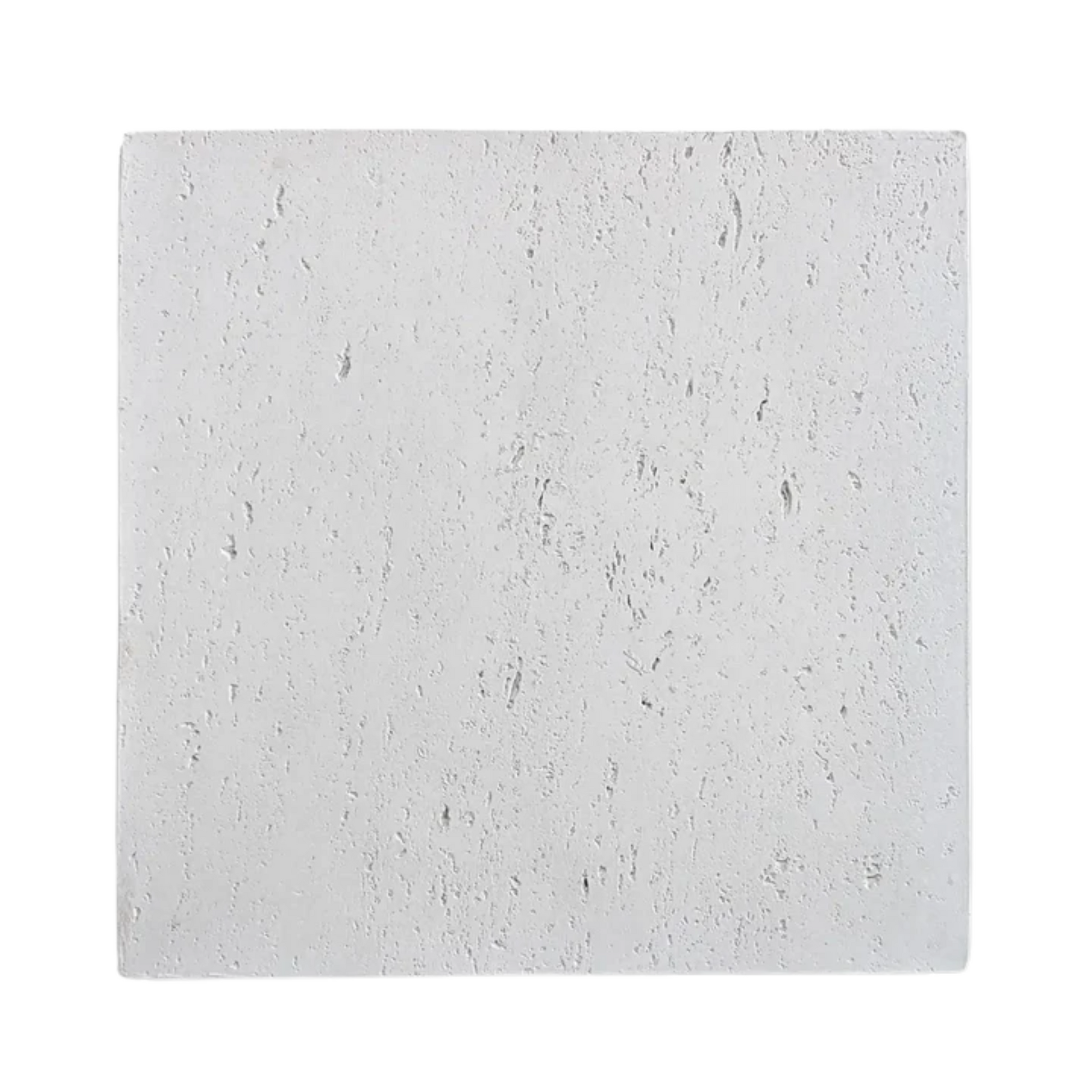 Square tile with a light gray textured surface on a white background