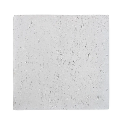 Square tile with a light gray textured surface on a white background