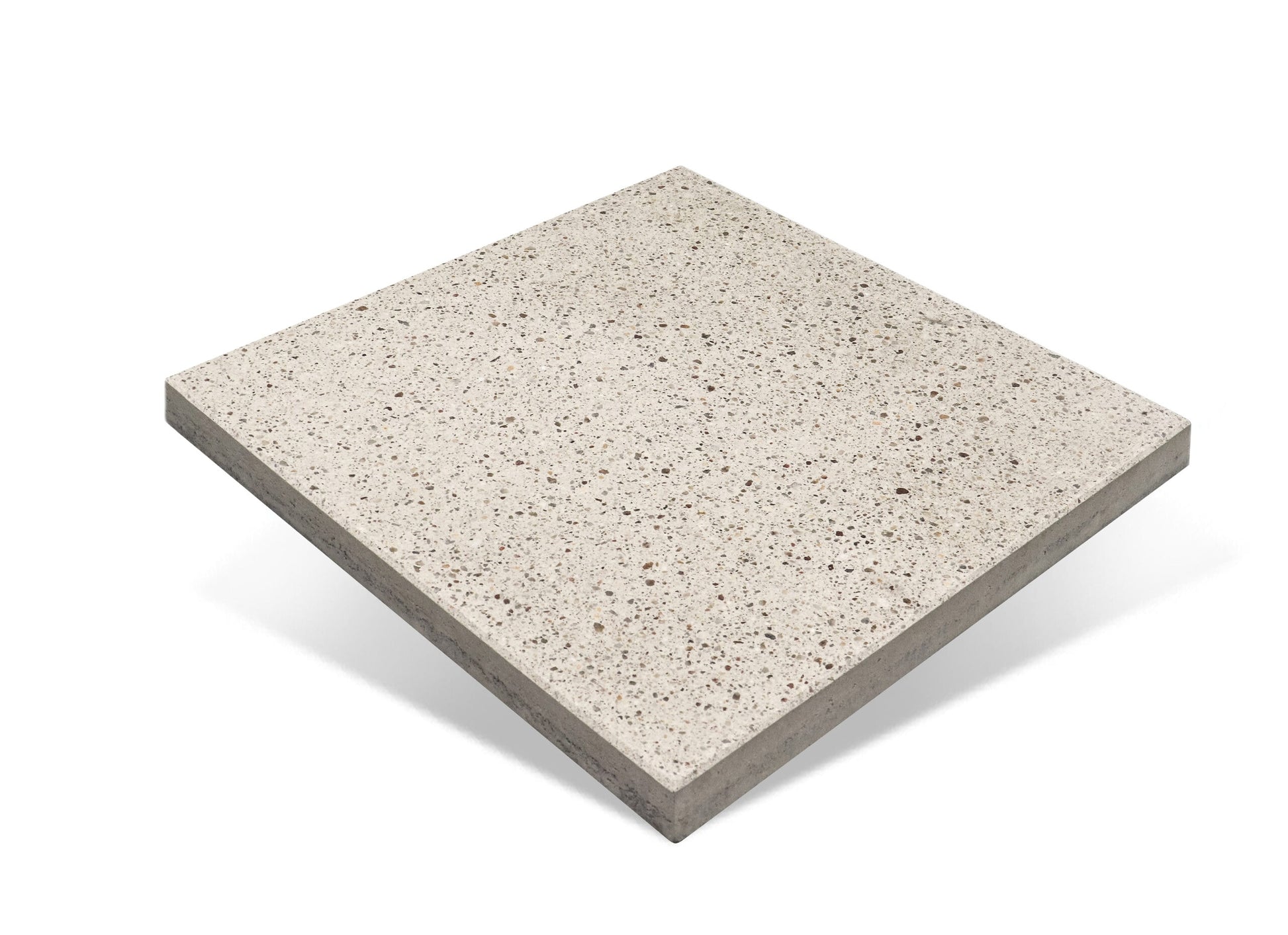 Square concrete tile with speckled pattern on a white background