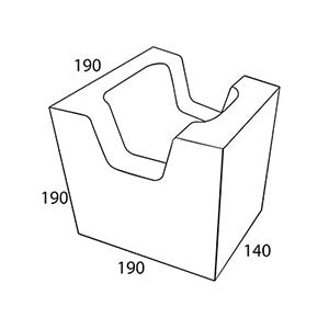 20.03C Concrete Block Curved Wall Half Length 200 Series 190x190/140x190mm (Grey)