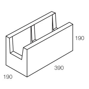 20.20A Concrete Block Deep Channel Biscuitless Knockout 200 Series 390x190x190mm (Grey)