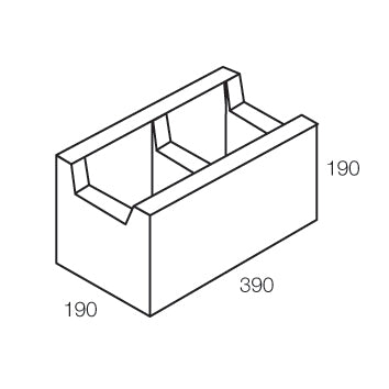 20.42 Concrete Block Channel 200 Series 390x190x190mm (Grey)