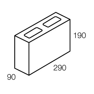 30.04 Concrete Block Quarter 300 Series 290x90x190mm (Grey) - Also 10.02 Concrete Block Three Quarter