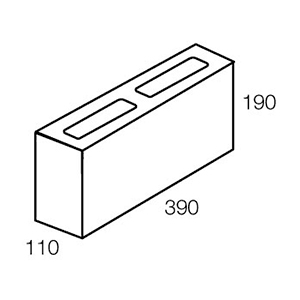 12.709 Concrete Block Reduced Core Thickwall 120 Series 390x110x190mm (Grey)