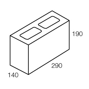 15.02 Concrete Block Three Quarter Length 150 Series 290x140x190mm (Grey)