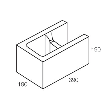 20.21A Concrete Block Knockout Bond Corner 200 Series 390x190x190mm (Grey)