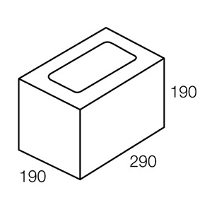 20.02 Concrete Block Three Quarter 200 Series 290x190x190mm (Grey) - Also 30.03 Concrete Block Half Length
