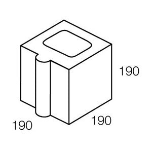 20.10 Concrete Block Control Joint Half 200 Series 190x190x190mm (Grey)