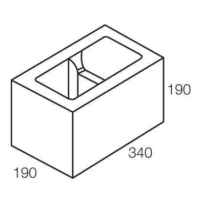 20.22 Concrete Block Seven-Eighths Length 200 Series 340x190x190mm (Grey)