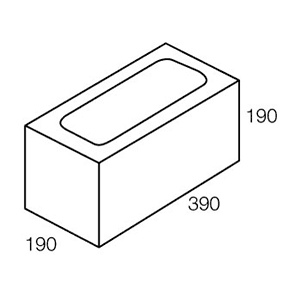 20.925 Concrete Block Single Core 200 Series 390x190x190mm (Grey)
