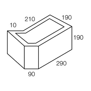 20.748 Concrete Block Squint 200 Series 290x190x190mm (Grey)