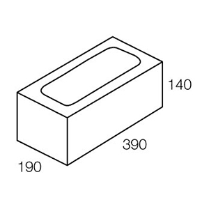 20.140 Concrete Block Three Quarter Height 200 Series 390x190x140mm (Grey)