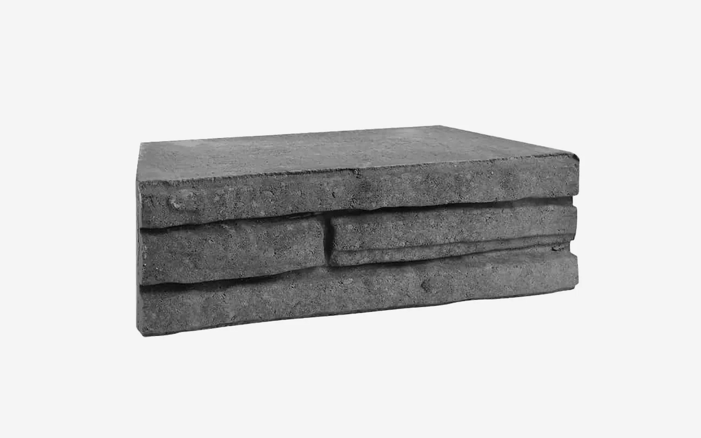 Stack of gray stone slabs on a white background