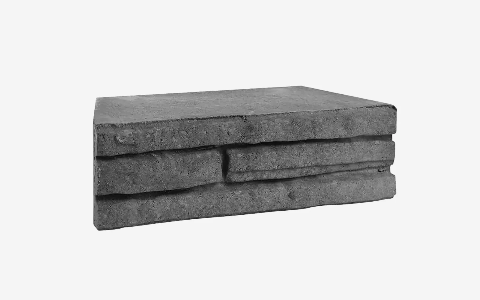 Stack of gray stone slabs on a white background