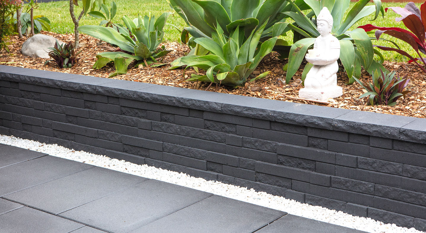 Natural Impressions Duostone Retaining Wall Blocks 300x160x100mm (Graphite)
