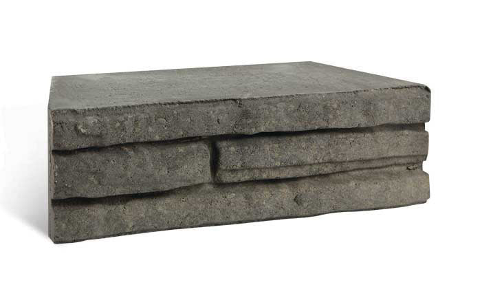 Rectangular stone retaining wall on a white background