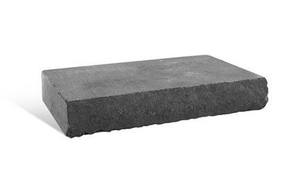 Rectangular dark gray stone block on a white background
