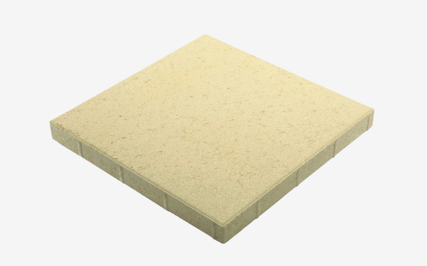 Square piece of beige paver on a white background