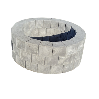 Round stone fire pit with a white background