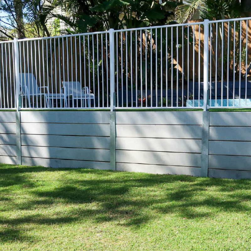 Smooth Concrete Sleeper 2000mm Retaining Wall (Grey)