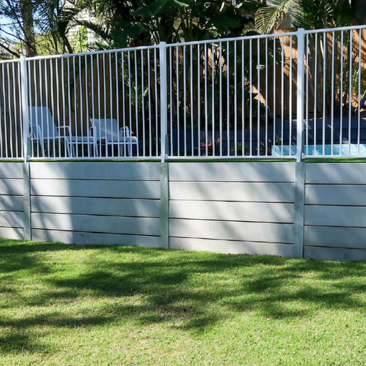 Smooth Concrete Sleeper 2400mm Retaining Wall (Grey)